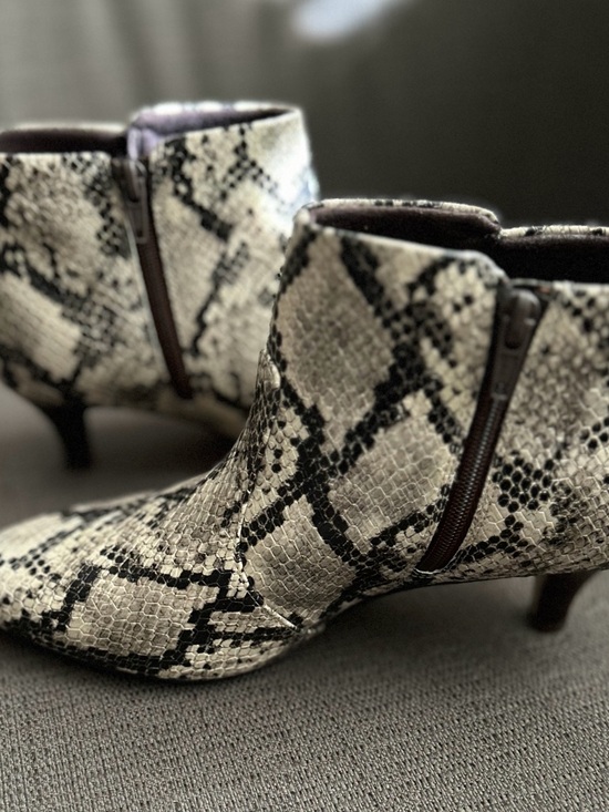 Clarks Shoes - Clarks Snakeskin Ankle Booties in Black and Cream